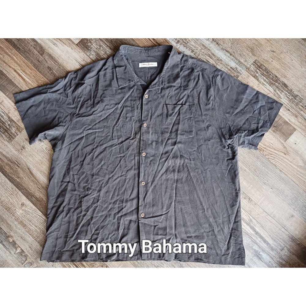 Tommy Bahama Silk Camp Shirt 3XL Charcoal Grey